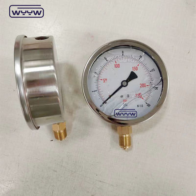 Manometro manometro di pressione del movimento del materiale in ottone con dimensione di connessione BSP e materiale del tubo di Bourdon in bronzo fosforo