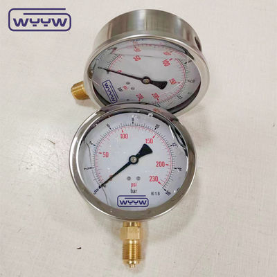 Manometro manometro di pressione del movimento del materiale in ottone con dimensione di connessione BSP e materiale del tubo di Bourdon in bronzo fosforo