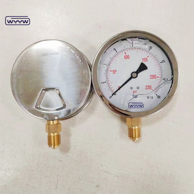 Manometro manometro di pressione del movimento del materiale in ottone con dimensione di connessione BSP e materiale del tubo di Bourdon in bronzo fosforo