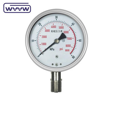 Gauge di vuoto pieno di liquido ad alta precisione tubo Bourton in acciaio inossidabile ± 1,6% di scala completa
