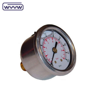 1/4' BSP Thread Liquid Filled Pressure Gauge Tubo Bourton in acciaio inossidabile per industria