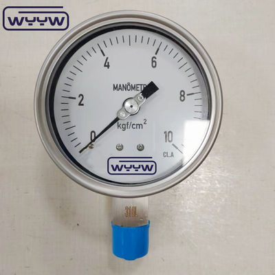 Manometro con attacco a baionetta Ss304, filettatura ss316, glicerina, vetro di sicurezza e puntatore di regolazione