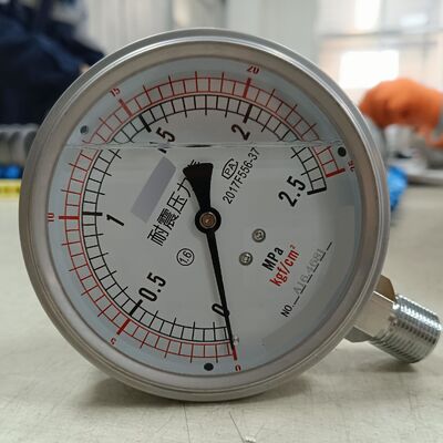 Misuratore di pressione idraulico da 100 mm riempito di liquido da 4 pollici con gamma da 0 a 2,5 MPa/0-25 kgf/cm2 e design resistente agli urti
