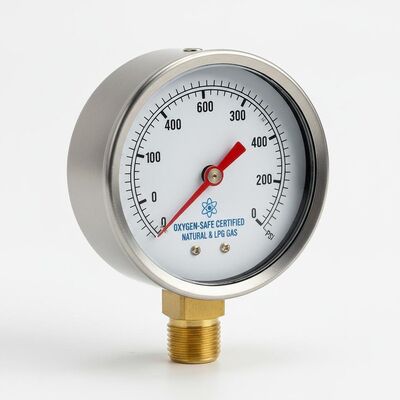 Misuratore di pressione dell'ossigeno da 2 pollici con gamma 0-4000 PSI Certificato sicuro per l'ossigeno per applicazioni a gas naturale e a gas liquido