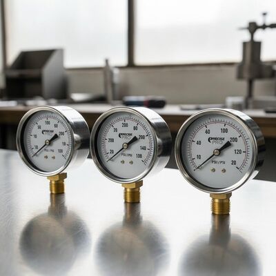 Premium Stainless Steel Liquid Filled Pressure Gauge with Dual Scale and 1.6% Accuracy
