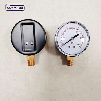 63mm 100mbar Cassa in acciaio nero Capsula manometro di pressione per gas con montaggio in basso
