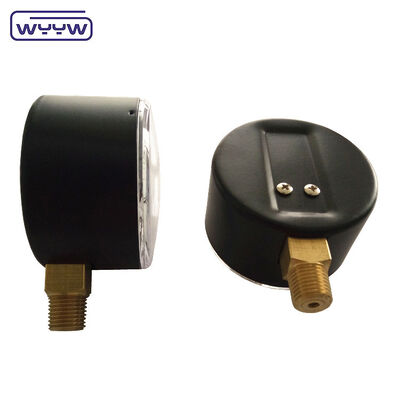 63mm 100mbar Cassa in acciaio nero Capsula manometro di pressione per gas con montaggio in basso