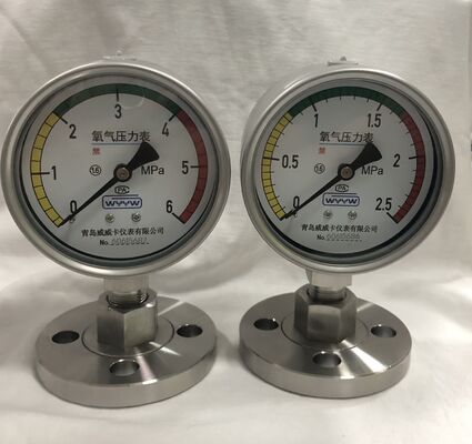 Misuratore di pressione dell'ossigeno in acciaio inossidabile. Misuratore di pressione dell'ossigeno, misuratore di pressione dell'ossigeno medico, manometro dell'ossigeno.